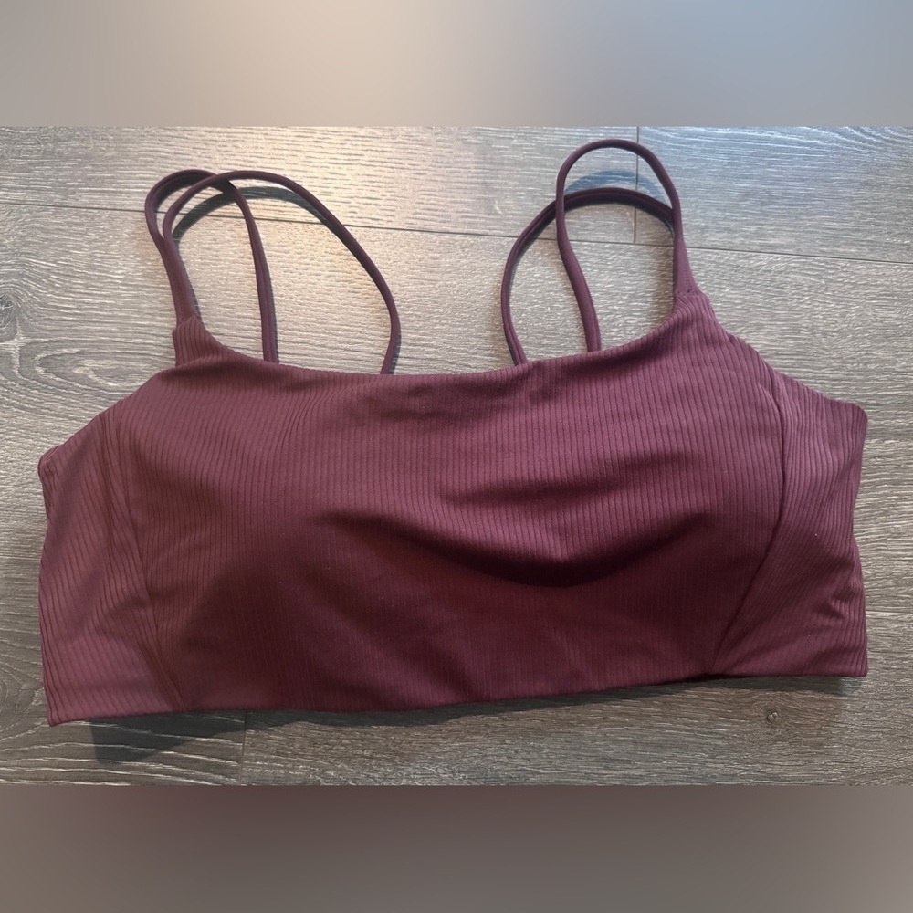 NWT ATHLETA Transcend Strappy Rib Bra Women's Burgundy Size XL D-DD Cups